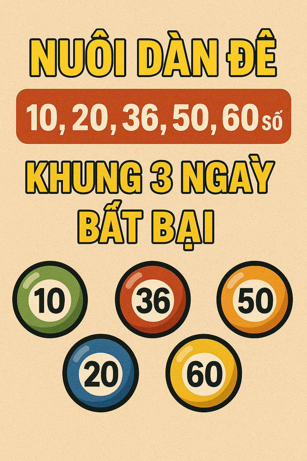 Nuôi dàn đề 10, 20, 36, 50, 60 số khung 3 ngày bất bại